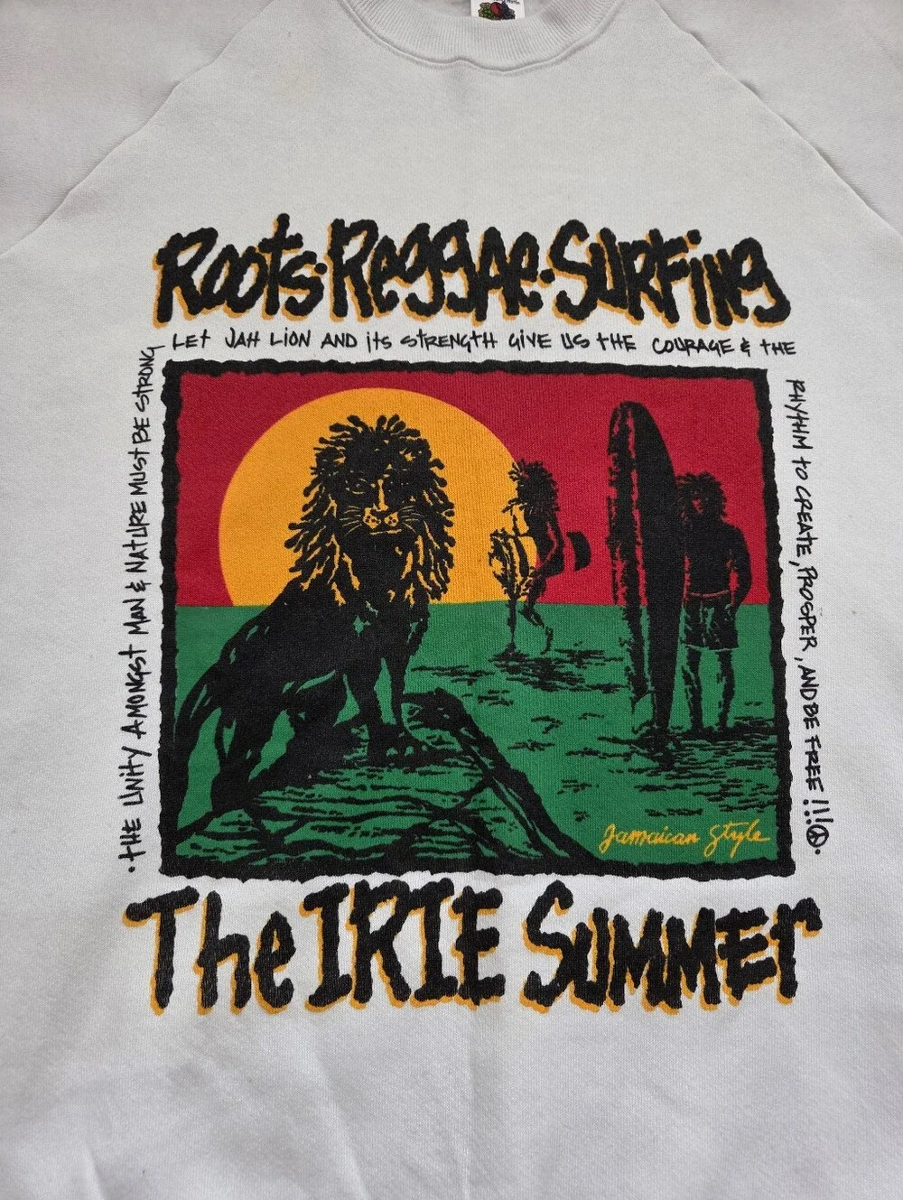 90s Roots Reggae Surfing Crewneck Sweatshirt 'The IRIE Summer' XL Grunge Beach